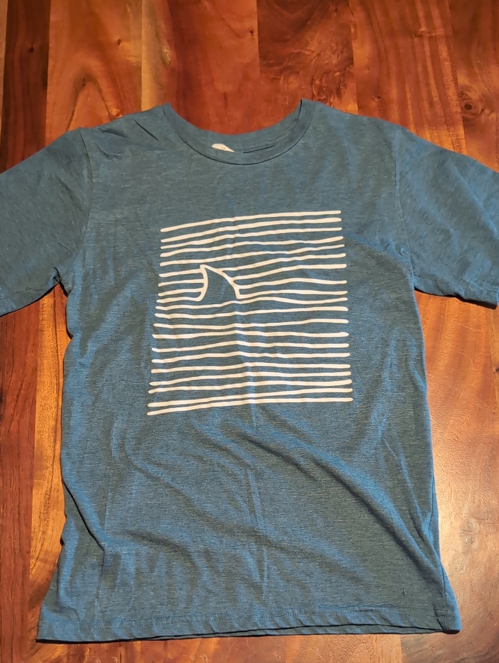 Blue Boys' Graphic Tee with White Wave Stripes